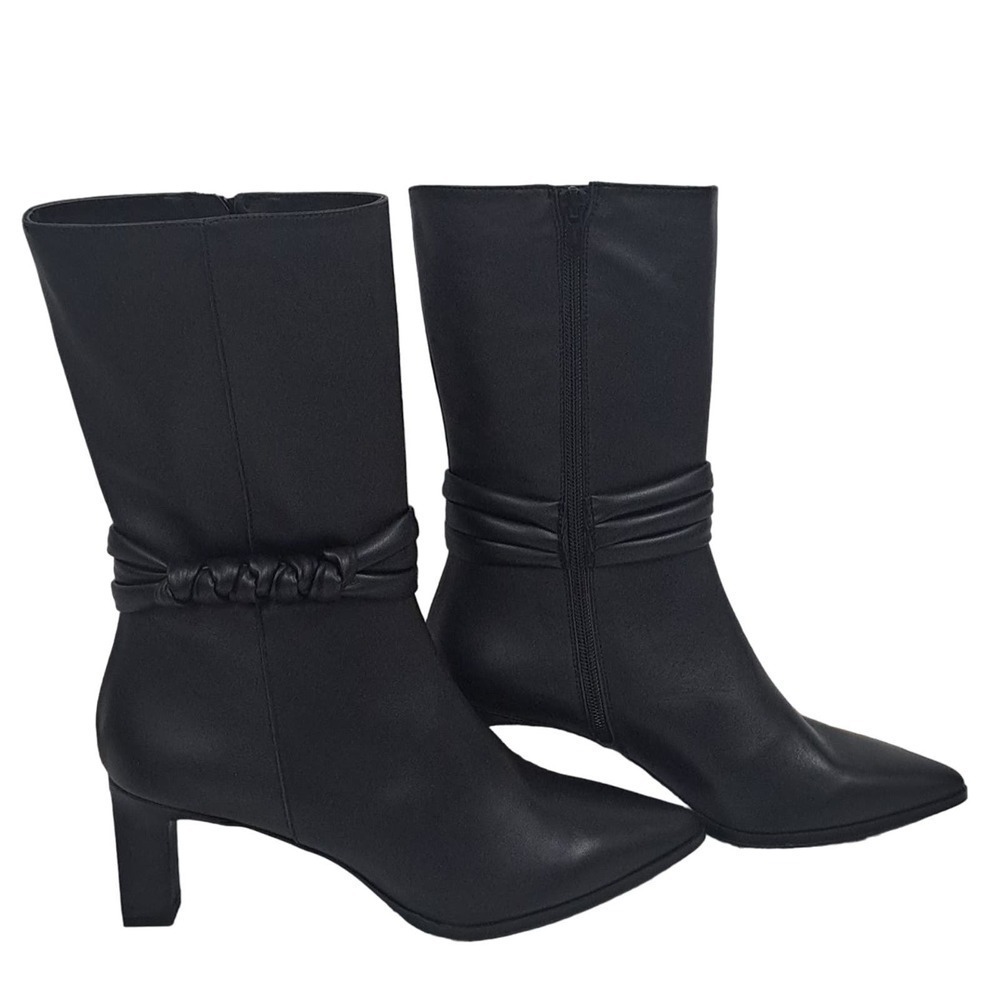 New Javiera Spain Black leather boot size 9 High Heel - Picture 2 of 9